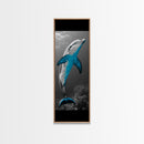 Blue Dolphin, Ocean Glow, Underwater Life, Sea Creature – Framed Canvas Print, Bathroom Wall Art, Coastal Decor, Marine Animal Art