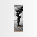 Smoke Storm, Desert Vortex, Abstract Motion, Surreal Art, Framed Canvas Print, Black and White Wall Art, Modern Office Decor, Dark Aesthetic
