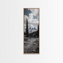 Mountain Landscape, Trail Pathway, Cloudy Sky, Nature Photography, Canvas Print, Rustic Cabin Decor, Adventure Hiker Wall Art