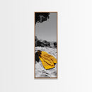 Yellow Towel, Secluded Beach, Summer Moment, Framed Canvas Print, Coastal Bathroom Art, Minimalist Beach Decor, Relaxation Wall Art
