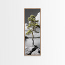 Twisted Pine Tree, Nature Serenity, Calm Wilderness, Coastal Forest, Framed Canvas Print Boho Bedroom Wall Art, Earth Tone Decor