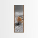 Desert Bush, Orange Foliage, Southwestern Scene, Minimalist Framed Canvas Print, desert landscape wall art, boho room decor