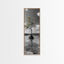 Mangrove Tree, Reflected Roots, Tranquil Nature, Coastal Zen Framed Canvas Print, tropical minimalist wall art, spa room decor