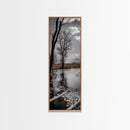 Swamp Trees, Moody Waters, Golden Lilies, Reflective Pond, Framed Canvas Print, Autumn Wall Art, Nature Decor, Living Room Landscape