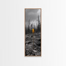 Lone Sprout, Forest Renewal, Emotional Nature Scene, Moody Landscape Art, Framed Canvas Print, Autumn Wall Decor, Rustic Nature Style