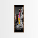Cliff Dwelling Art, Ancient Ruins Style, Colorful Boho Home Decor, Framed Canvas Print, Southwestern Living Room Wall Art, Hallway Wall Art