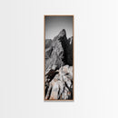 Rugged Mountain, Rocky Cliff, Adventure Landscape, Highland Scene, Nature Travel Art, Framed Canvas Print, Rustic Cabin Wall Decor