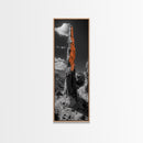 Orange Spire, Desert Rock, Natural Monument, High Contrast Landscape, Framed Canvas Print, Rustic Office Wall Art, Fall Desert Decor
