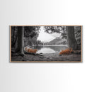 Forest Lake, Autumn Leaves, Nature Path, Woodland Style, Framed Canvas Print, Rustic Wall Art, Entryway Art, Cabin Wall Decor