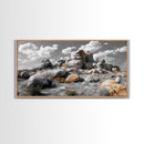 Granite Boulders, Desert Landscape, Natural Beauty, Earthy Tones, Framed Canvas Print, Entryway Wall Art, Nature Minimalism Style
