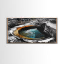 Geothermal Pool, Natural Wonders Photography, Yellowstone Landscape Decor, Earth Tones Wall Art, Framed Canvas Print, Bathroom Art