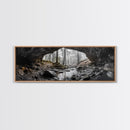 Forest Cave, Woodland Stream, Natural Light, Hidden Path, Framed Canvas Print, Cabin Wall Art, Rustic Decor, Adventure Photography
