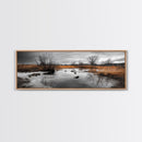 Marshland Autumn, Nature Landscape, Golden Hour Swamp View, Framed Canvas Print, Rustic Fall Home Decor, Entryway or Office Wall Art