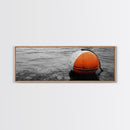 Orange Buoy Water, Minimal Marine Still Life, Nautical Photography, Ocean Vibe, Canvas Print, Bathroom Wall Art, Coastal Industrial Decor