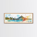 Bora Bora, France Watercolor Beach Print, Vacation Gift, France Wall Art, Framed Canvas Print, Framed Beach Painting