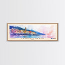 Camogli Beach, Italy Watercolor Beach Print, Vacation Gift, Italy Wall Art, Framed Canvas Print, Framed Beach Painting