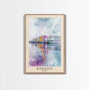 Burano, Italy Watercolor Print, Vacation Gift, Italy Wall Art, Beach Painting, Beach Decor, Large Wall Art, Wood Frame Art