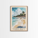 Bávaro Beach, Dominican Republic Watercolor Beach Print, Vacation Gift, Dominican Republic Wall Art, Framed Canvas Print, Framed Beach Painting