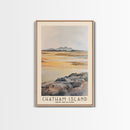 Chatham Island, New Zealand Watercolor Print, Vacation Gift, New Zealand Wall Art, Beach Painting, Beach Decor, Large Wall Art, Wood Frame Art