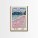 Pink Beach, Indonesia Watercolor Beach Print, Vacation Gift, Indonesia Wall Art, Beach Painting, Beach Decor, Beach Painting