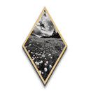 Black White Meadow Diamond Shaped Canvas Art Print, Monochrome Nature Photography, Wildflower Landscape Rustic Wall Decor