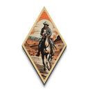 Canyon Trail Cowboy Ride Diamond Shaped Canvas Textured Print — Southwestern Western Wall Art Desert Horse Scene Rustic Ranch Decor
