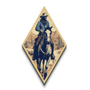 Classic Desert Wrangler Ride Diamond Shaped Canvas Art Print — Cowboy Illustration Western Retro Cactus Scene Country Wall Decor