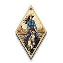 Bold Horizon Rider Diamond Shaped Retro Cowgirl Art Canvas Art Print Western Horseback Decor Rustic Americana Country Style