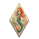 Dreamy Siren Realm Diamond Shaped Underwater Mermaid Scene Canvas Art Print Ethereal Sea Life Whimsical Coastal Home Decor
