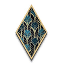 Teal Deco Leaves – Diamond Shaped Canvas Embossed Print Art Deco Wall Decor, Gold Foil Style, Geometric Pattern, Modern Glam Botanical Print