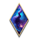 Cosmic Spirit Rise – Diamond Shaped Canvas Embossed Print with Nebula Goddess Art, Galaxy Fantasy Decor, Dreamy Space Painting
