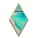 Crystal Lagoon Shore – Diamond Shaped Canvas Textured Print with Tropical Beach Scene, Aqua Blue Ocean Wall Decor, Island Vibes Art