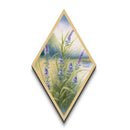 Tranquil Garden Grass Diamond Shaped Canvas Embossed Print, Lavender Flower Botanical Wall Art, Green Nature Watercolor Decor