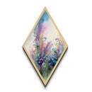 Misty Petal Field Diamond Shaped Canvas Textured Print, Wildflowers and Sky Pastel Watercolor Floral Wall Art Nature Gift