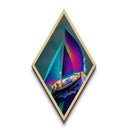 Vivid Sail Escape – Diamond Shaped Colorful Sailing Boat Canvas Art Print with Ocean Breeze and Bright Nautical Coastal Decor