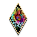 Funky Rainbow Flower Print, Canvas Embossed Wall Art, Diamond Shaped Art