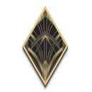 Deco Luxe Geometry – Diamond Shaped Canvas Embossed Print in black gold palette, glamorous geometric luxury art deco wall decor accent piece