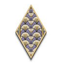 Lavender Deco Layers Diamond Shaped Canvas Textured Print, Art Nouveau Fan Motif, Pastel Pattern Geometric Wall Accent