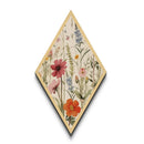 Orange and Blue Wildflowers Diamond Shaped Canvas Embossed Print, Garden Botanical Print, Rustic Floral Nature Artwork