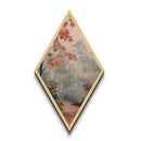 Diamond Shaped Misty Red Autumn Trees, peaceful morning woods Canvas Art Print, soft seasonal foliage decor, muted fall forest artwork