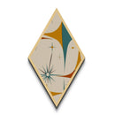 Mod Starflare Geometry – Diamond Shaped Canvas Art Print, retro atomic burst wall design, teal orange star pattern, midcentury home decor