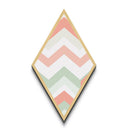 Soft Modern Stripes Diamond Shaped Canvas Textured Print with pastel chevron design retro nursery decor abstract pattern in green pink white