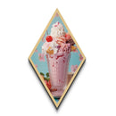 Retro Ice Cream Sundae – Canvas Art Print Whimsical Dessert Wall Decor, Pastel Kitchen Art, Diamond Shaped Sweet Treats Pop Art