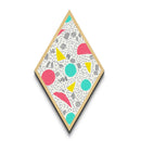 Memphis Style Shapes Diamond Shaped Canvas Embossed Print, 80s 90s Aesthetic Art, Colorful Geometric Wall Decoration