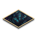 Nocturne Butterflies – Diamond Shaped Midnight Forest Insects Canvas Embossed Print with glowing wings, bioluminescent ambiance, deep tones