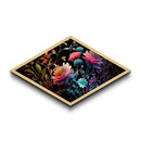 Midnight Florals Bloom – Diamond Shaped Canvas Art Print with watercolor bouquet, vivid dark florals, moody botanical modern floral wall art