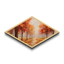 Fall Centerpiece Wall Art, Orange Leaves, Diamond Shaped Canvas Art Print, Canvas Texture Art, The Changing Of The Seasons