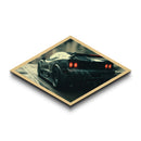 Diamond Shaped Night Drive – Canvas Art Print with Black Sports Car Motion Scene, Sleek Auto Wall Art, Futuristic Garage Decor