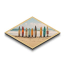 Coastal Surf Vibes Diamond Shaped Beach Canvas Art Print surfboards ocean retro seaside summer surf shack boho wall decor gift idea