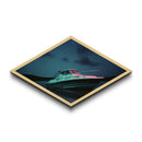 Night Boat Tranquility Diamond Shaped serene starry watercraft Canvas Art Print nautical room mood lighting boat enthusiast wall art